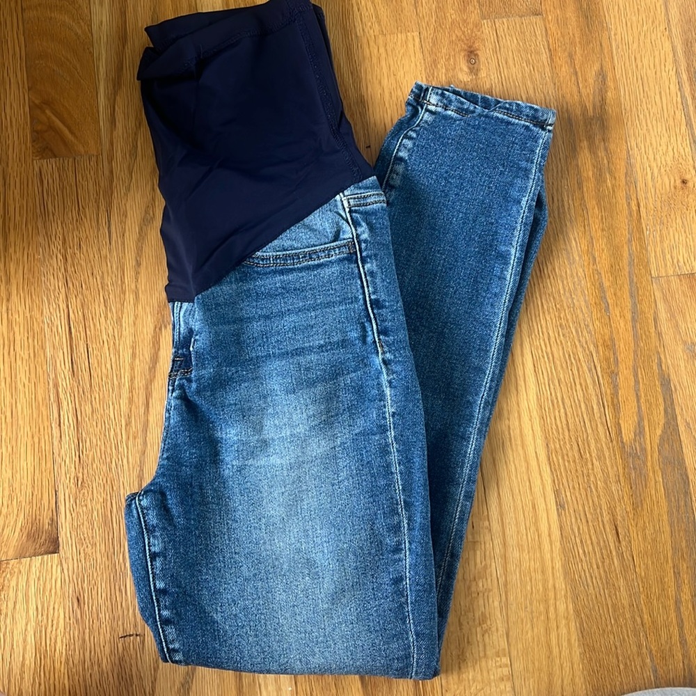 Pink Blush Maternity Jeans - over the bump